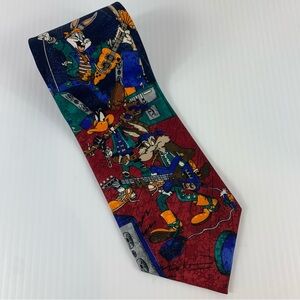Looney Tunes Men's Necktie Bugs Bunny Wile E. Coyote Daffy Duck Rock Band Tie